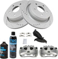 TRQ Rear Performance Brake Pad & Rotor Kit with Calipers - Durable
