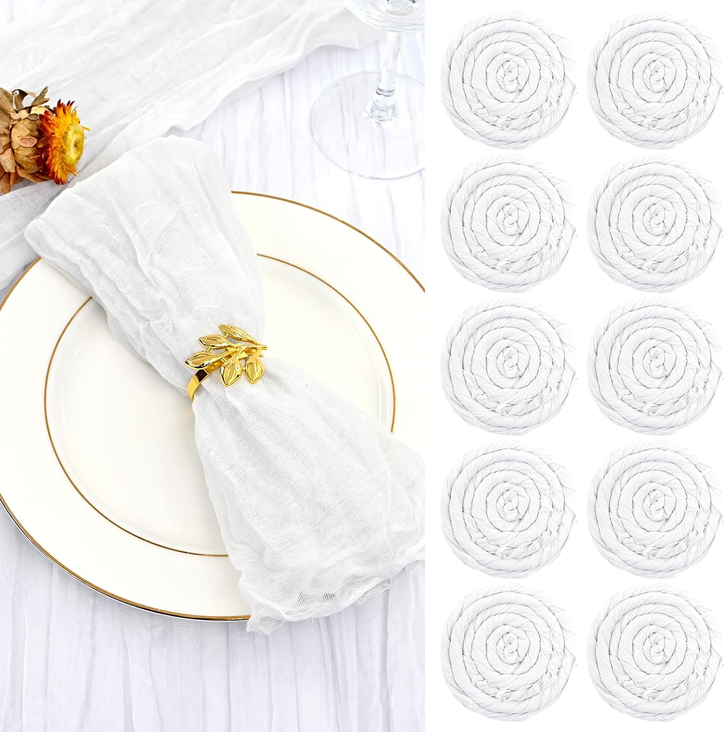 100 Pack Gauze Cheesecloth Napkins for Weddings and Parties