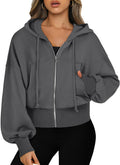 Womens Zip Up Cropped Hoodie - Casual Comfy Trendy Fall Staple