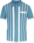 PJ PAUL JONES Mens Polo Shirts Vintage Striped Button Down Knit