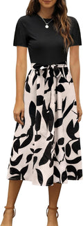 Women Ribbed Midi Dress with Belt Tie - Modest Workwear