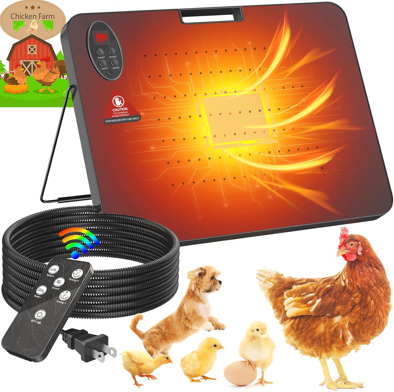 Chicken Coop Heater for Winter with Remote Control & Safety Features