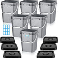 Vesici 6 Pcs 5 Gallon Food Grade Square Buckets with Lids