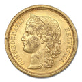 1886 CH Swiss Gold Crowned Head Helvetica 20 FR XF-AU - Collector