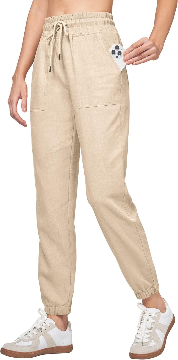 Willit Women Linen Pants Joggers Lightweight Casual Summer Wear