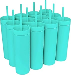 STRATA CUPS Aqua Skinny Tumblers - 16oz Double Wall Acrylic