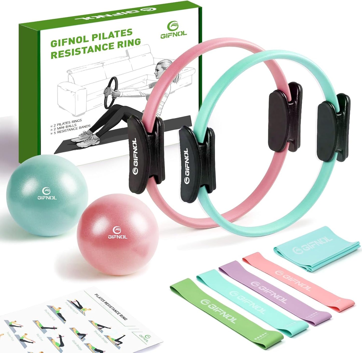 Pilates Ring and Ball Set with Resistance Bands for Home Workouts