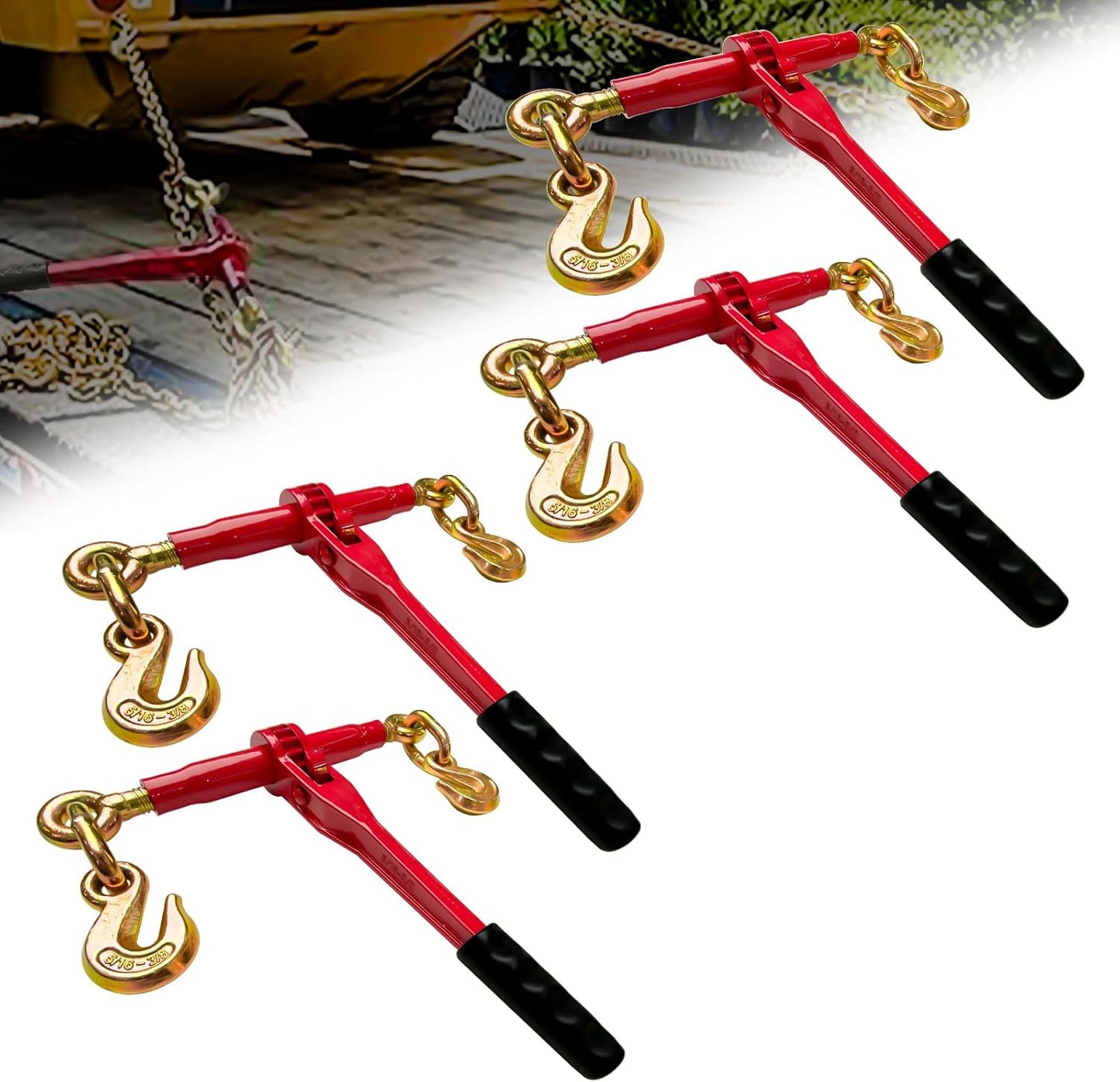 Ratchet Chain Binders 5/16ft' - 3/8ft' for Heavy-Duty Hauling