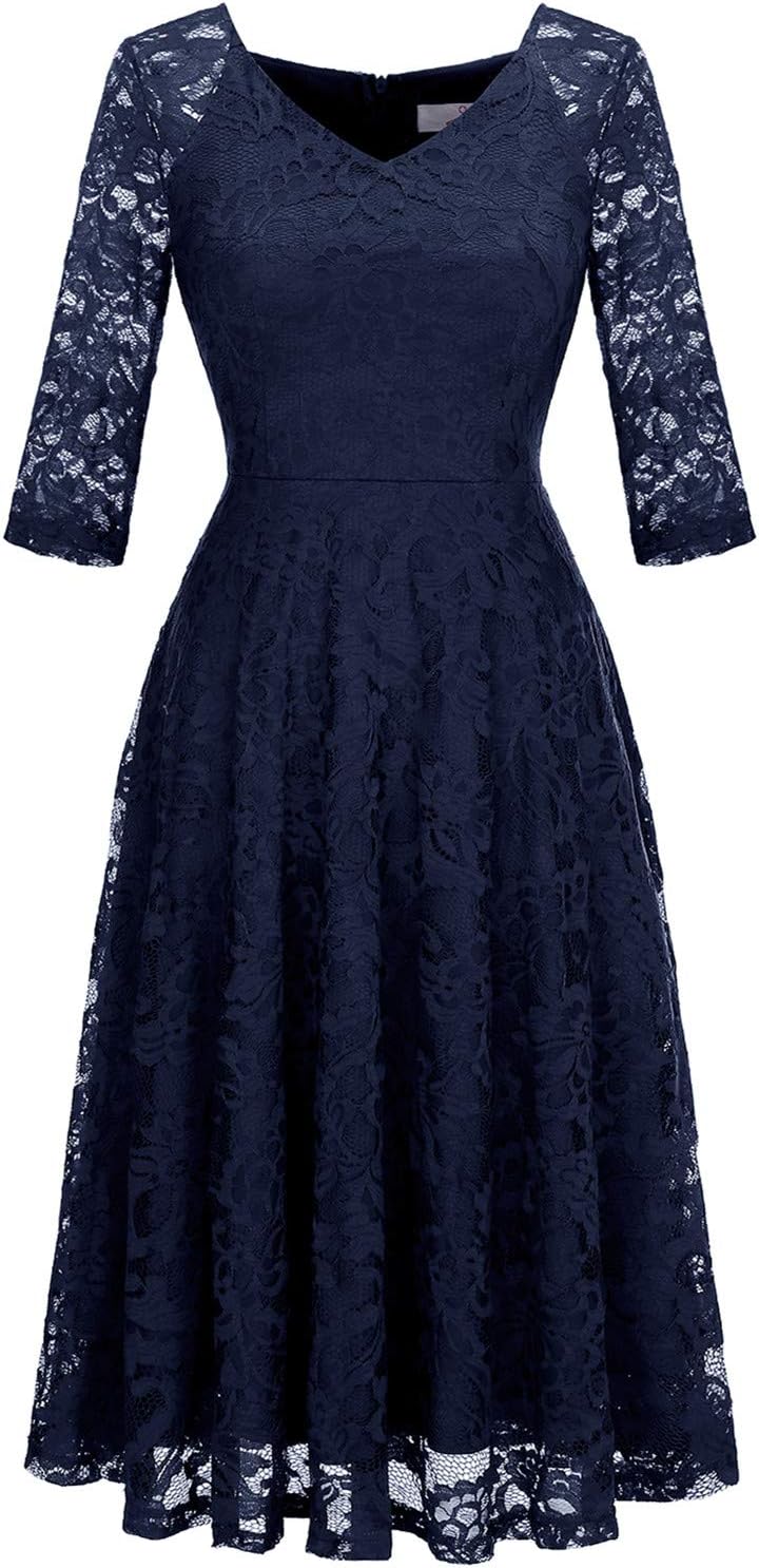 Dressystar Womens Long-Sleeve Wedding Guest Dress for Elegance