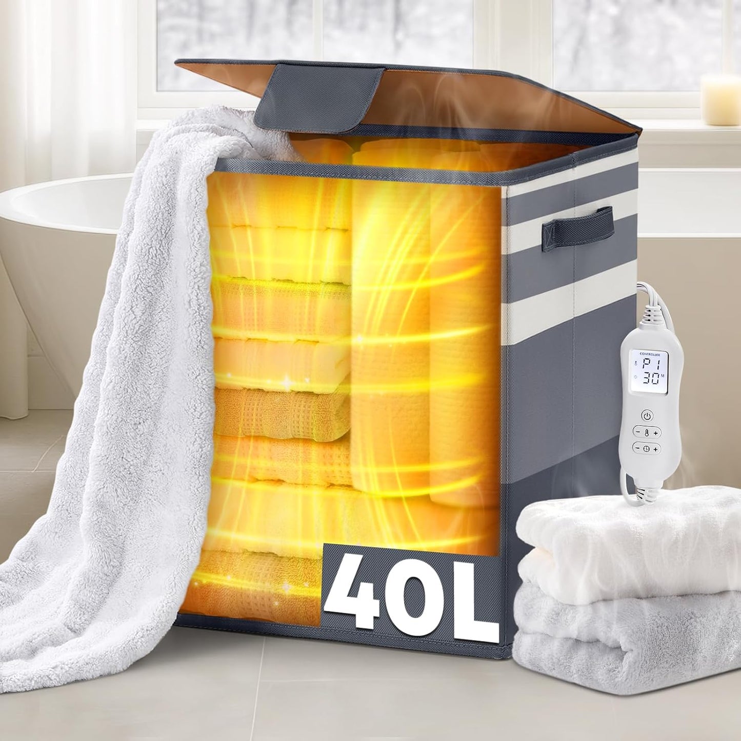 40L Large Towel Warmer for Bathroom - Portable Electric Heater