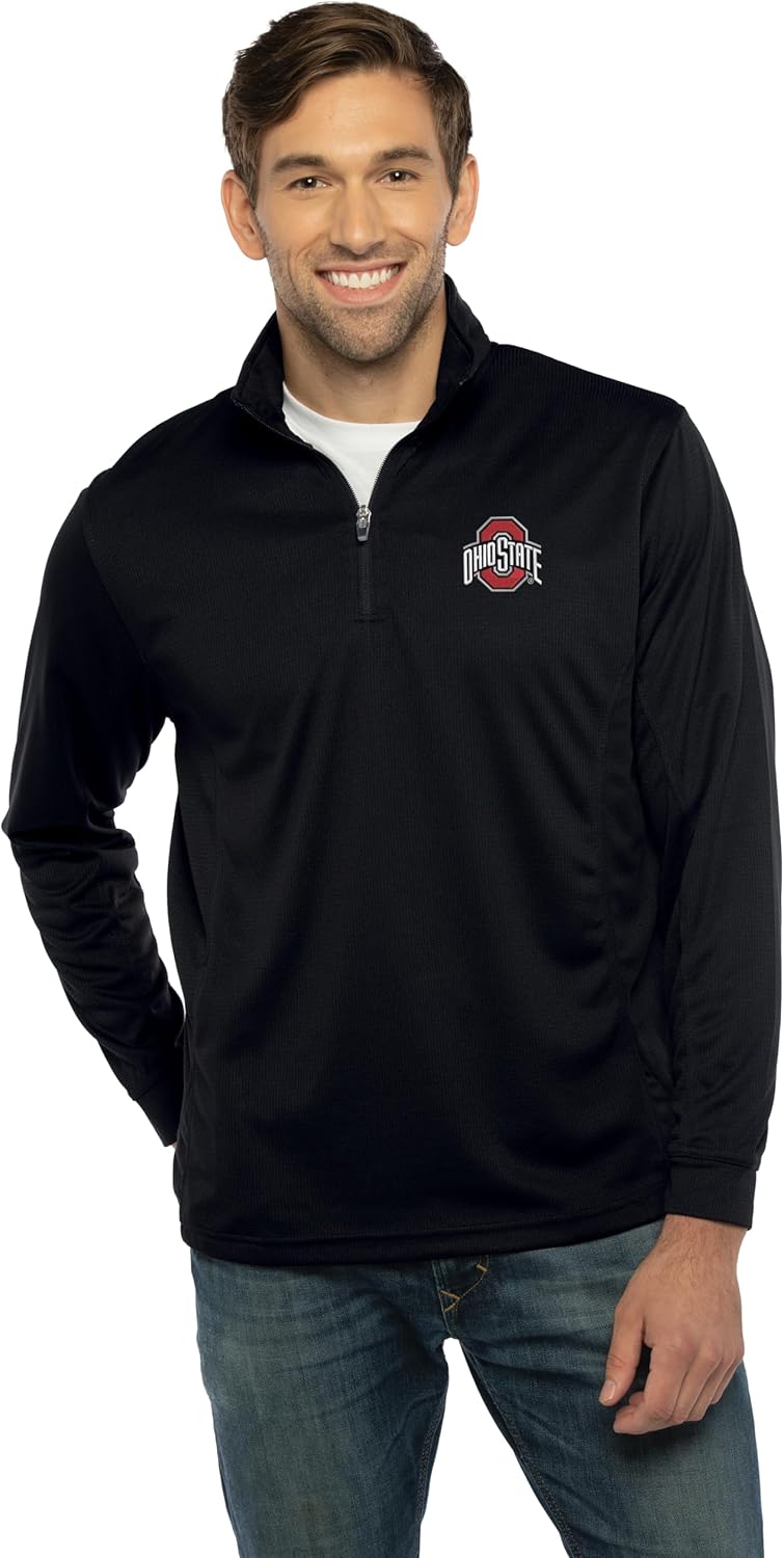 Men's Collegiate Micro Mesh Performance Black 1/4 Zip Pullover