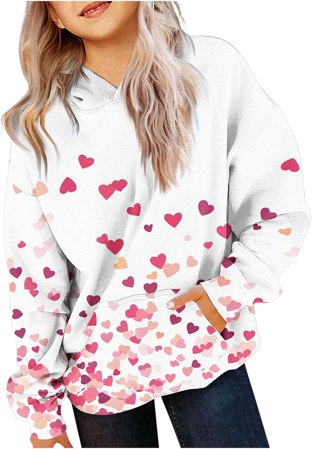 Love Heart Print Hoodies - Tween Fashion by Molidfa