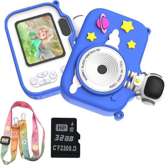 Kids Camera Toy with Cartoon Cover & 32G SD Card - Perfect Gift!