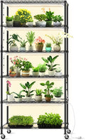DIY Plant Shelf with Grow Lights - Adjustable 6-Layer Stand
