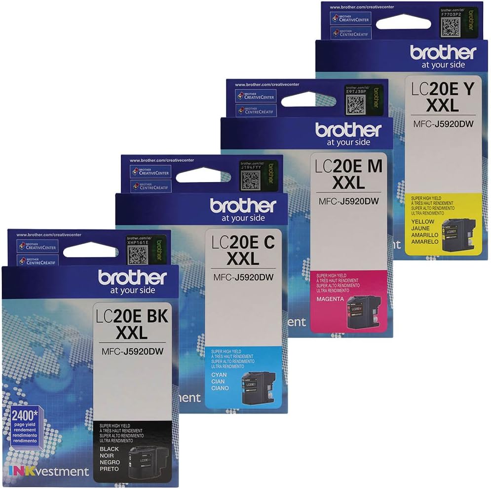 BROTHER LC20E Super High Yield Ink Cartridge Set for Quality Prints