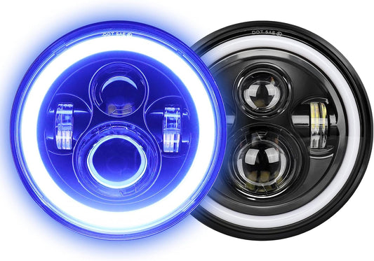 Upgrade Your Jeep with 7 Inch LED Headlight and Blue Halo Ring