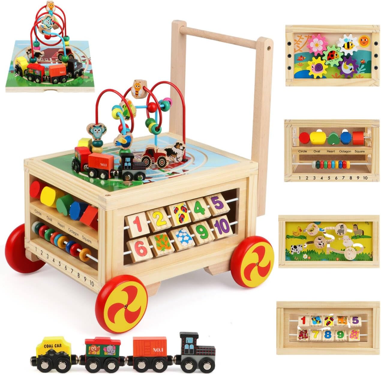 Wooden Activity Cube 7-in-1 Montessori Toys for Toddlers Fun