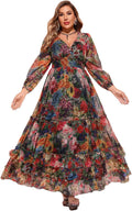 Floral Print Maxi Dress for Plus Size Women - Elegant Style