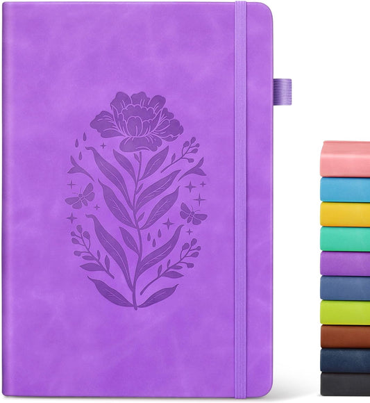 Premium Purple Leather Journal for Women, 200 Pages, College Ruled, A5 Size