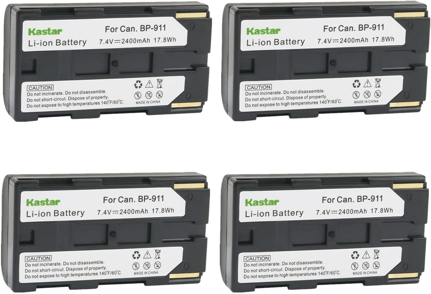 Kastar 4-Pack BP-911 / BP-915 Battery Replacement for Canon Cameras