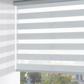 Light Grey Zebra Blinds 59in x 72in - Cordless Dual Layer Roller
