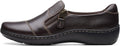 Clarks Women's Cora Harbor Loafers in Dark Tan Leather - Comfort Zip