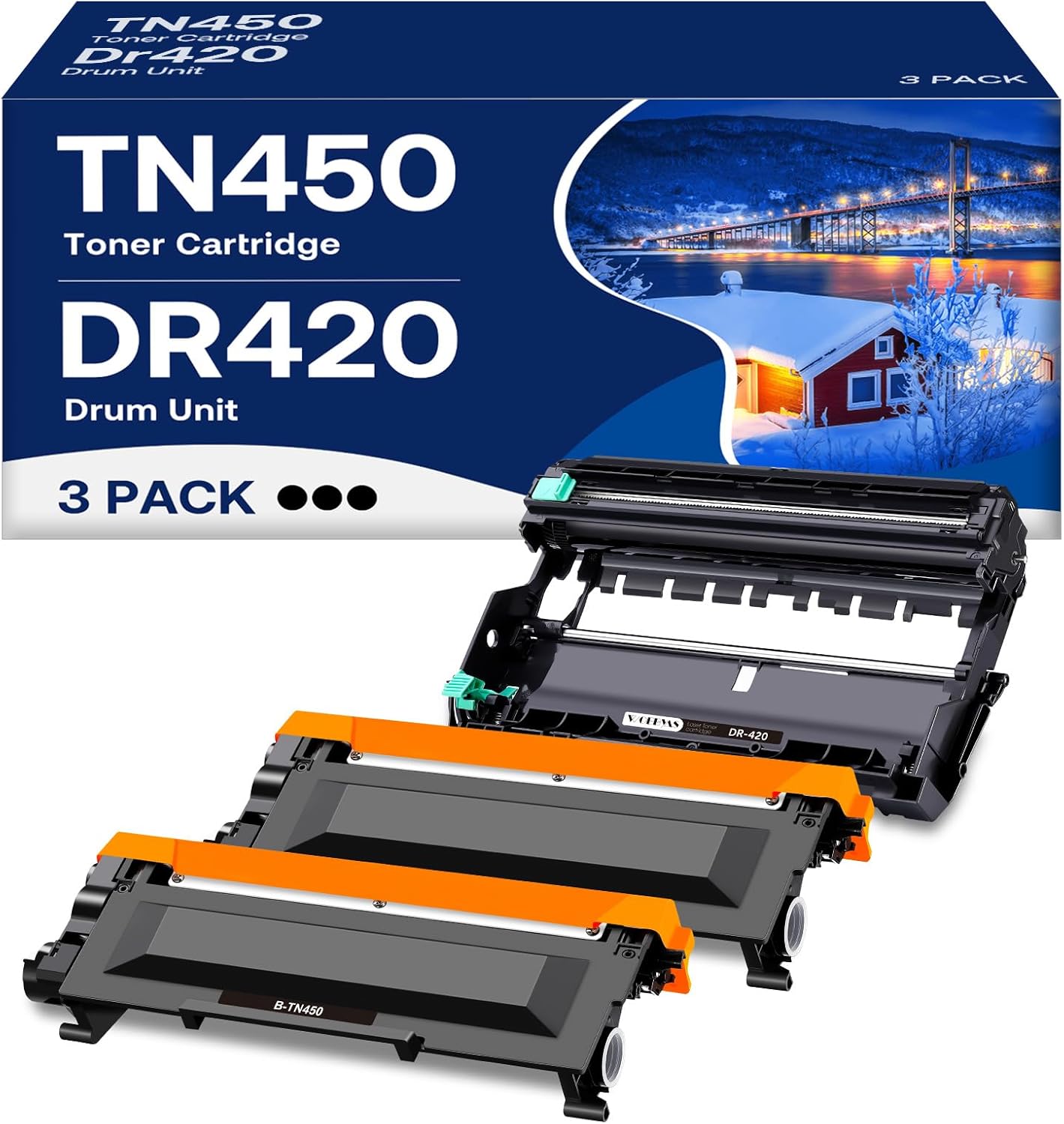 TN450 Toner Cartridge and DR420 Drum Unit Replacement Pack