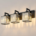 Modern Bathroom Vanity Light 3-Lights Black Crystal - Sleek Bathroom