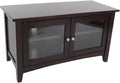 Modern Espresso TV Stand - Stylish Glass Cabinet, Adjustable Shelf
