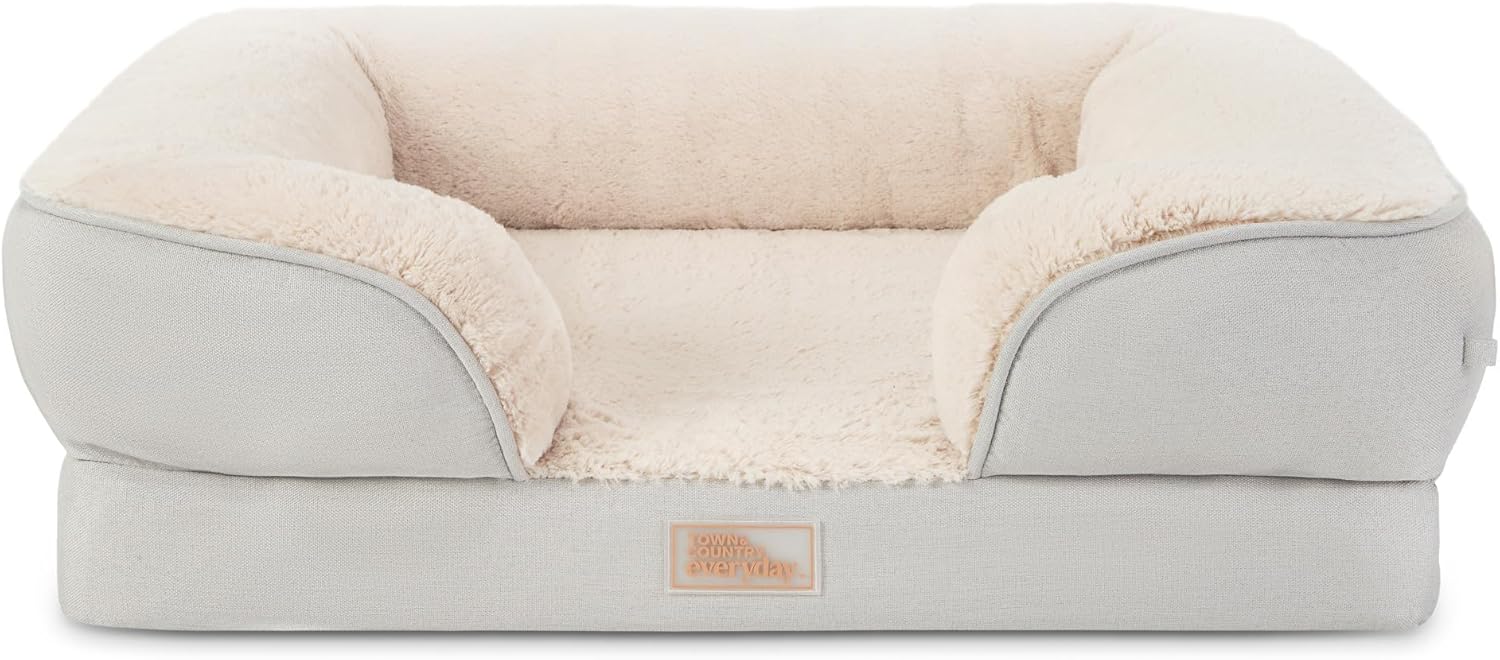 CuddleTown Comfy Solid Bolster Sofa Pet Bed for Large Pets