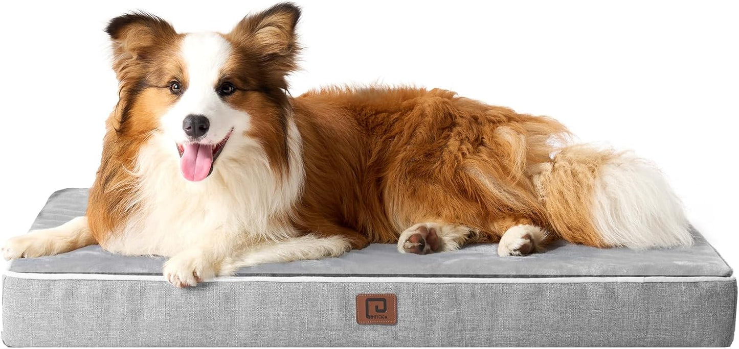 EHEYCIGA Memory Foam Dog Bed with Waterproof Cover for Comfort