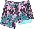 Mens Swim Trunks with Compression Liner 5 in - Quick Dry Swim Shorts