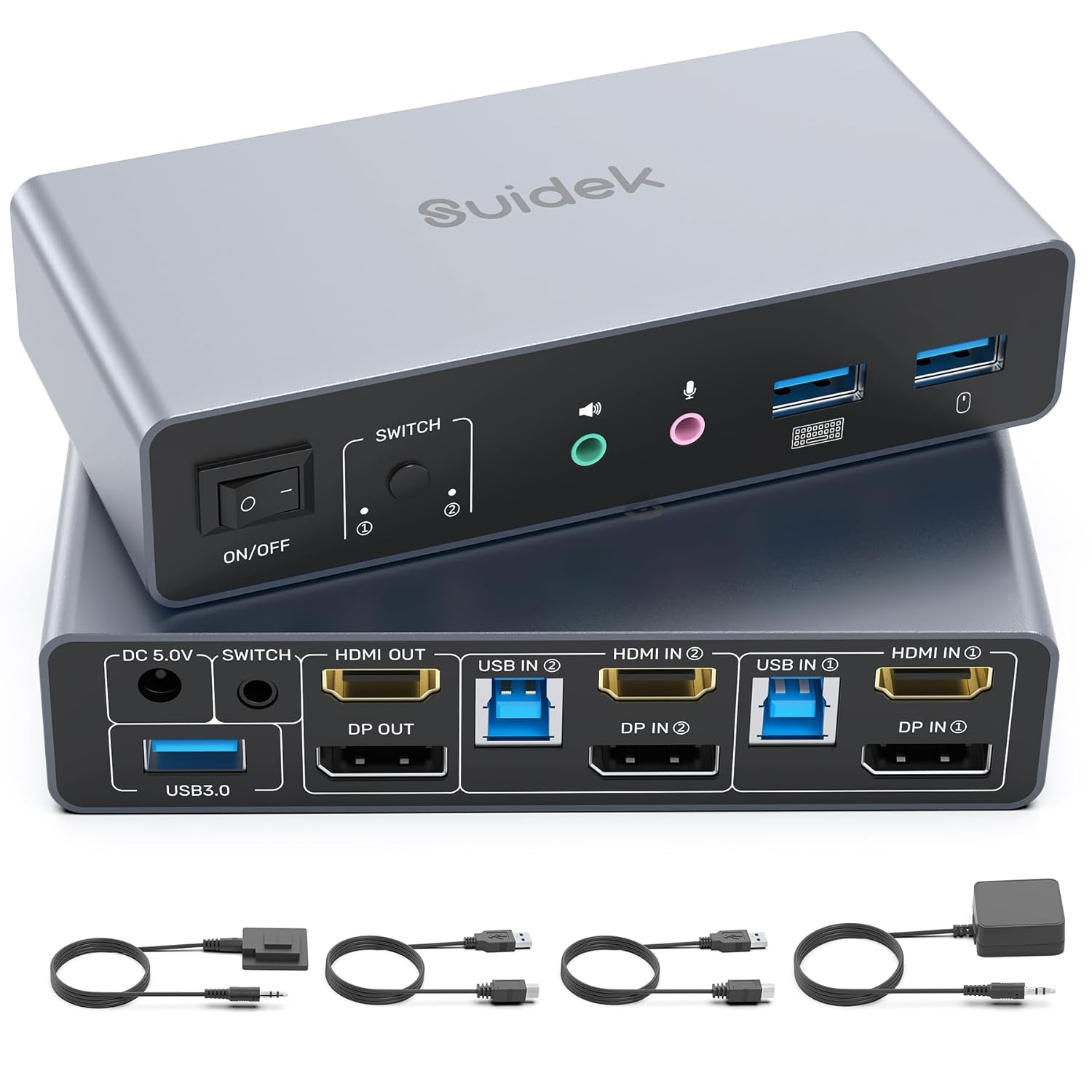 HDMI Displayport KVM Switch for Dual Monitors and 2 PCs