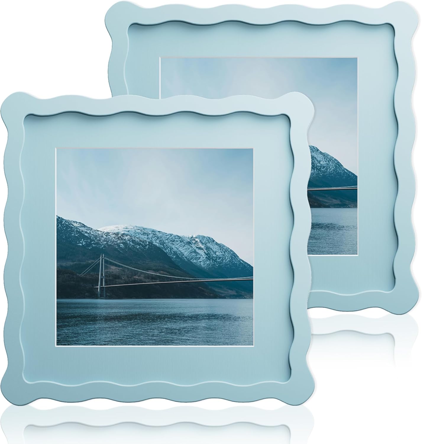 8X8 Wavy Picture Frame with Mat for 6X6 Photos - 2 Pack