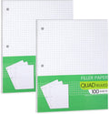 Graph Paper Loose Leaf 8 x 10.5 in - Quad Ruled 4x4, 3-Hole Punched (2