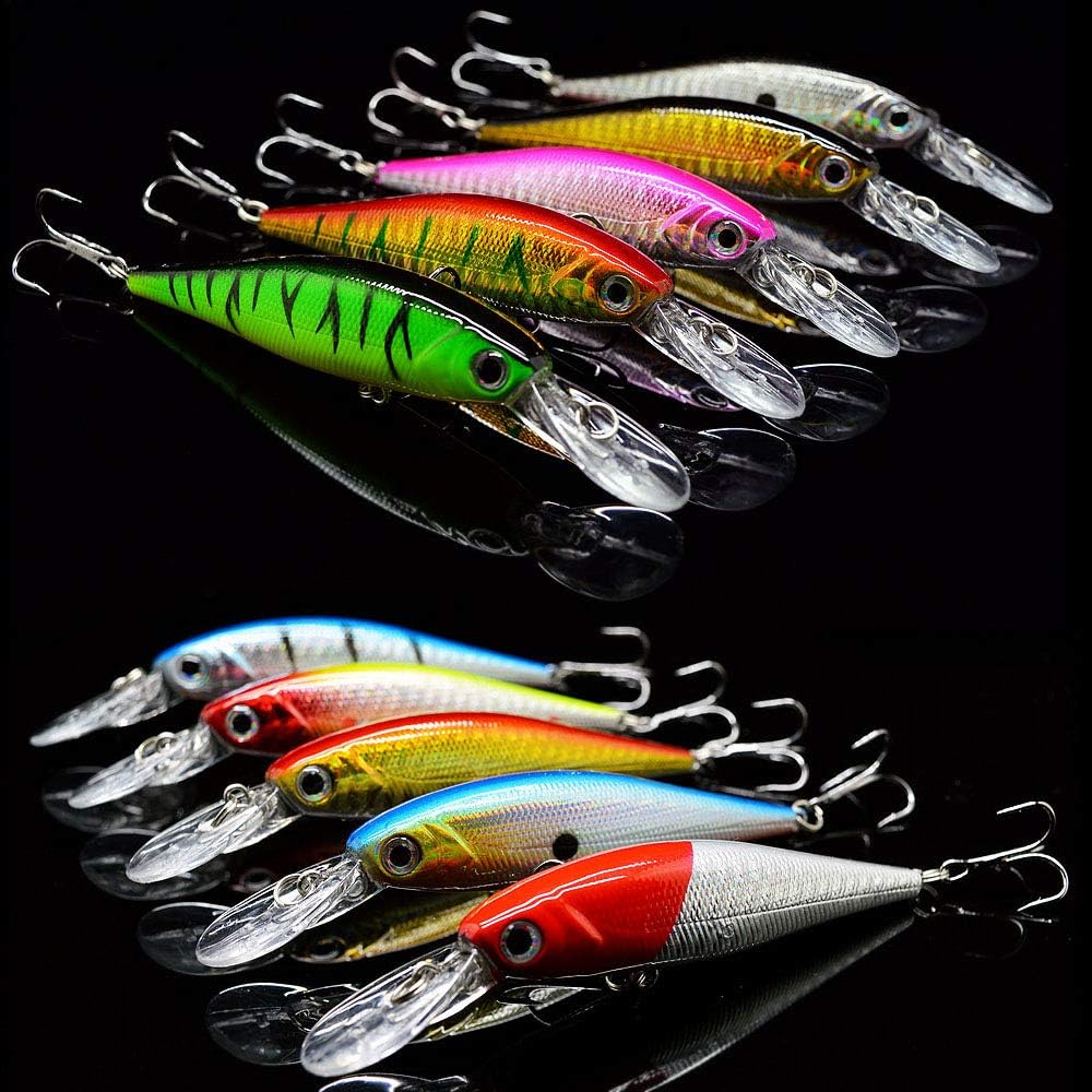 10-Pack 3D Minnow Lures - Ultimate Fishing Tackle Kit