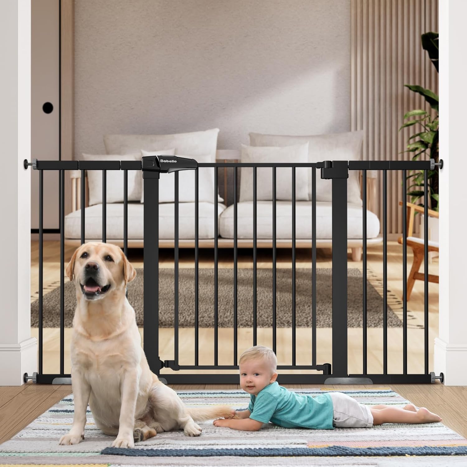 BABELIO Extra Wide Baby/Dog Gate for Safe Home Use