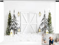 Kate Christmas Backdrop 7x5ft White Snowy Barn Door Scene - Holiday