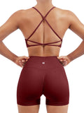 Seamless Workout Sets Strappy Sports Bra and High Waist Booty Shorts