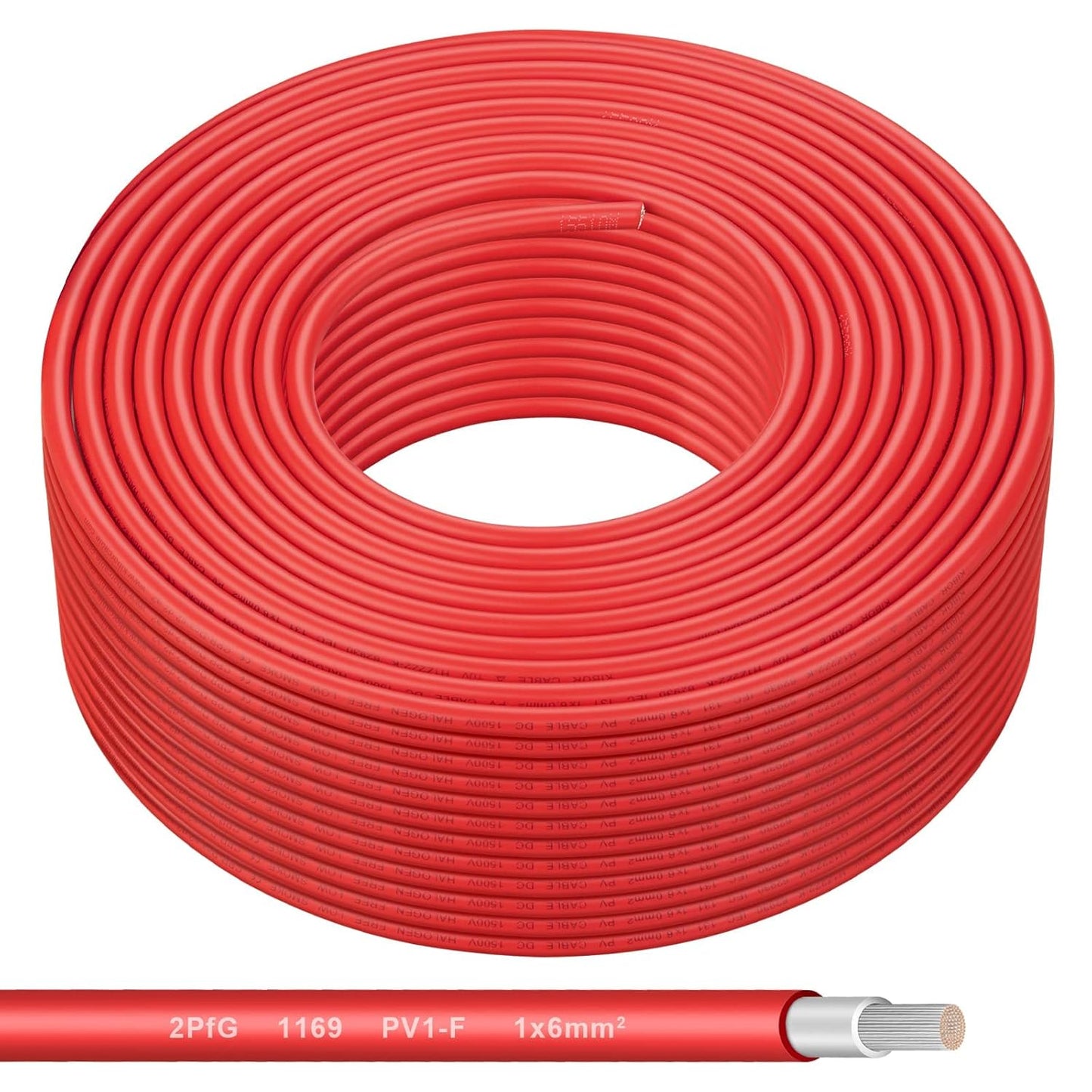 200FT Solar Panel Wire - 10AWG Red Tinned Copper Cable for Outdoors