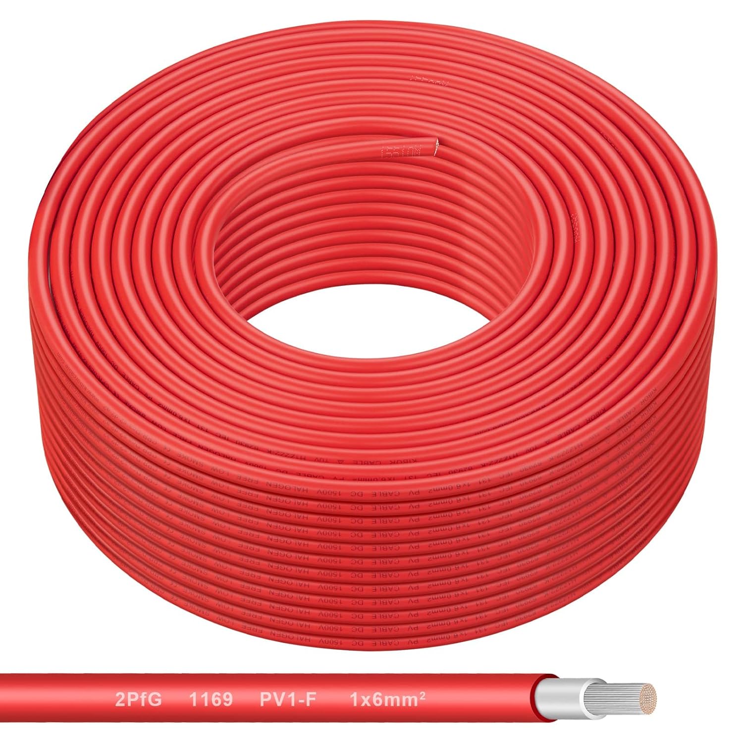 200FT Solar Panel Wire - 10AWG Red Tinned Copper Cable for Outdoors