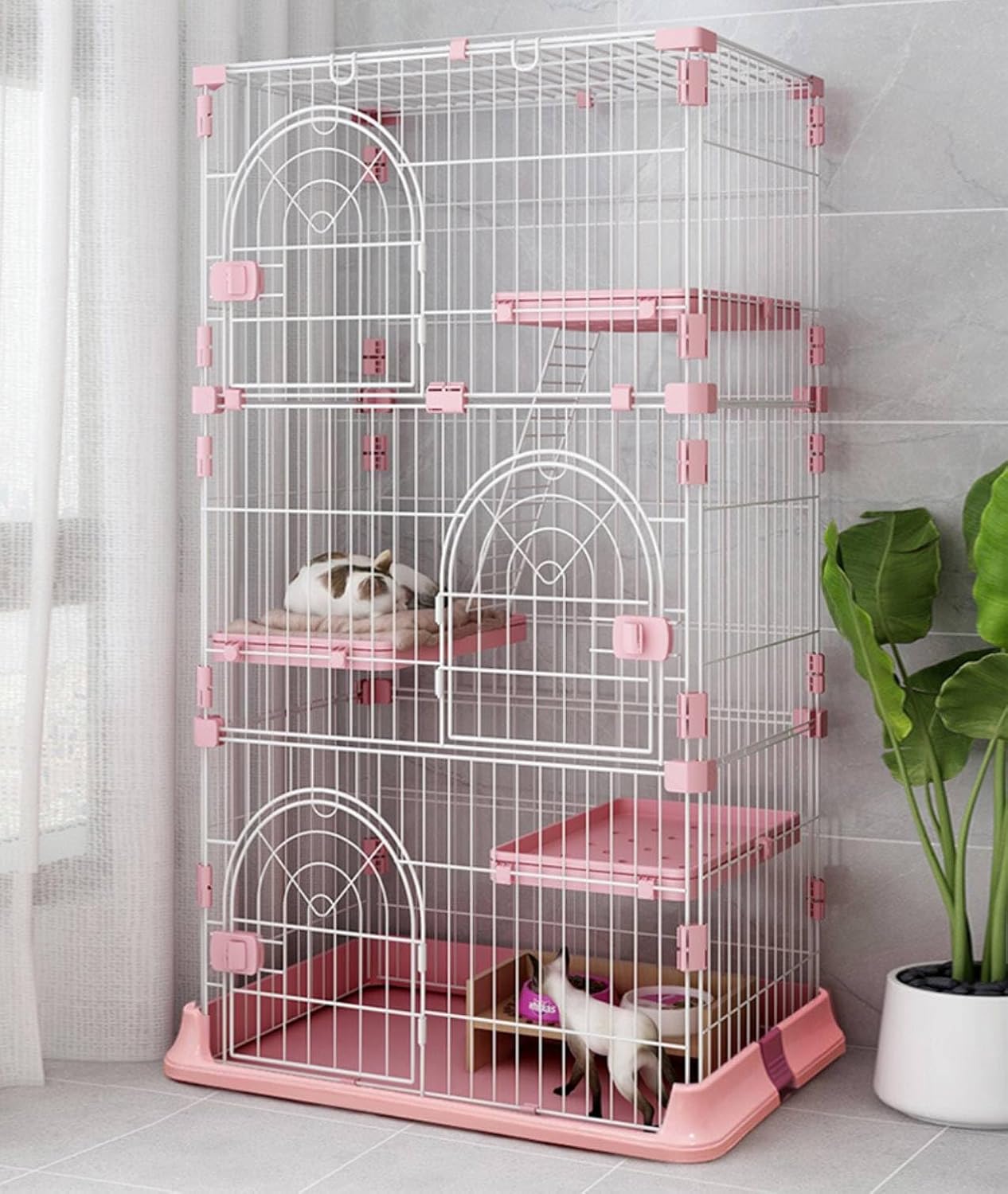 Hamiledyi Indoor Cat Cage 52 Inches Large Pet Crate for Cats