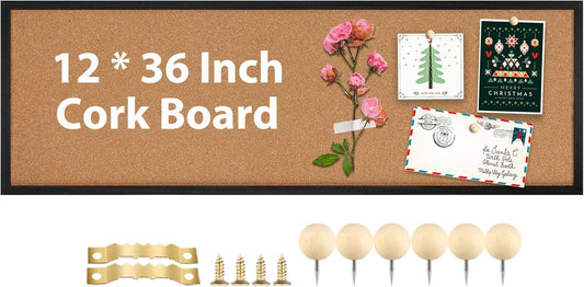 TORASO Cork Board Bulletin Board with Black Frame for Walls