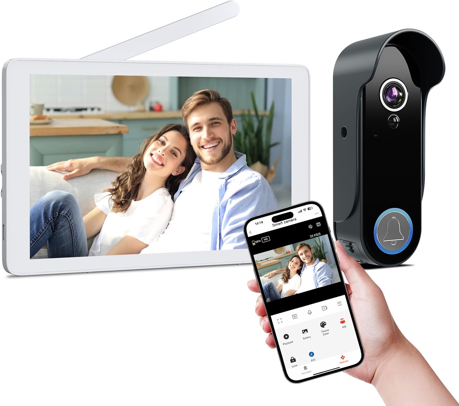 VKJ 8 Wireless Video Doorbell: No Fees, Remote Unlock
