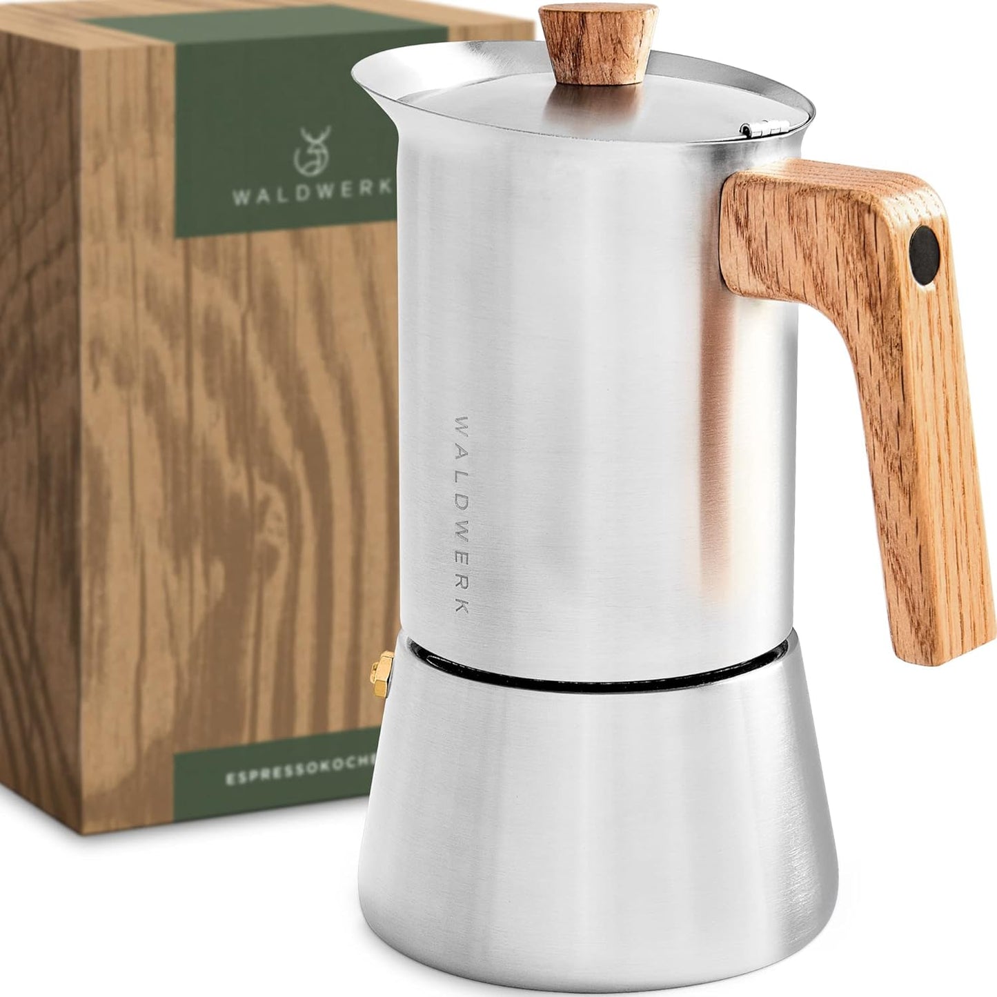 WALDWERK Stainless Steel Moka Pot - Safe Stovetop Espresso Maker