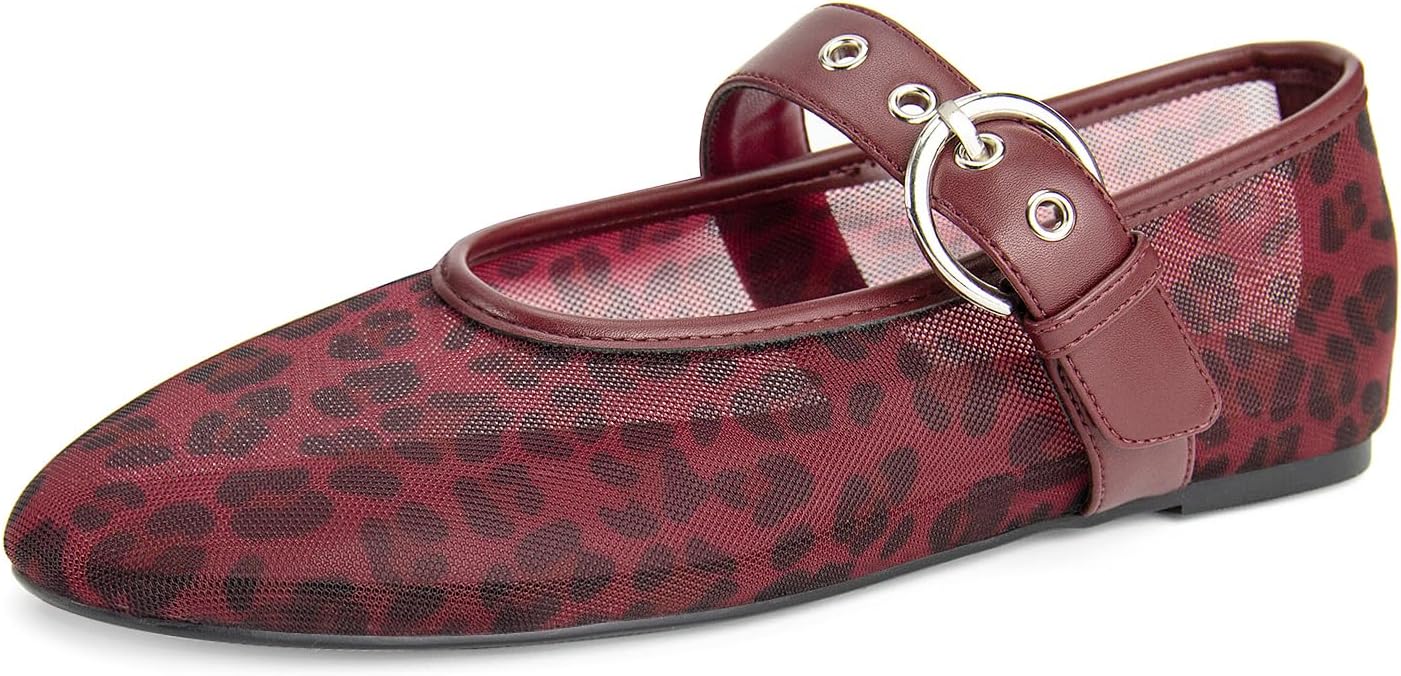 Leopard Flats for Women - Chic Mary Jane Ballet Shoes Style