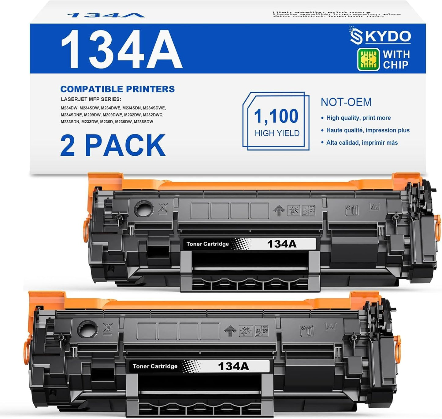 134A Black Toner Cartridge Replacement for HP Printers - 2 Pack