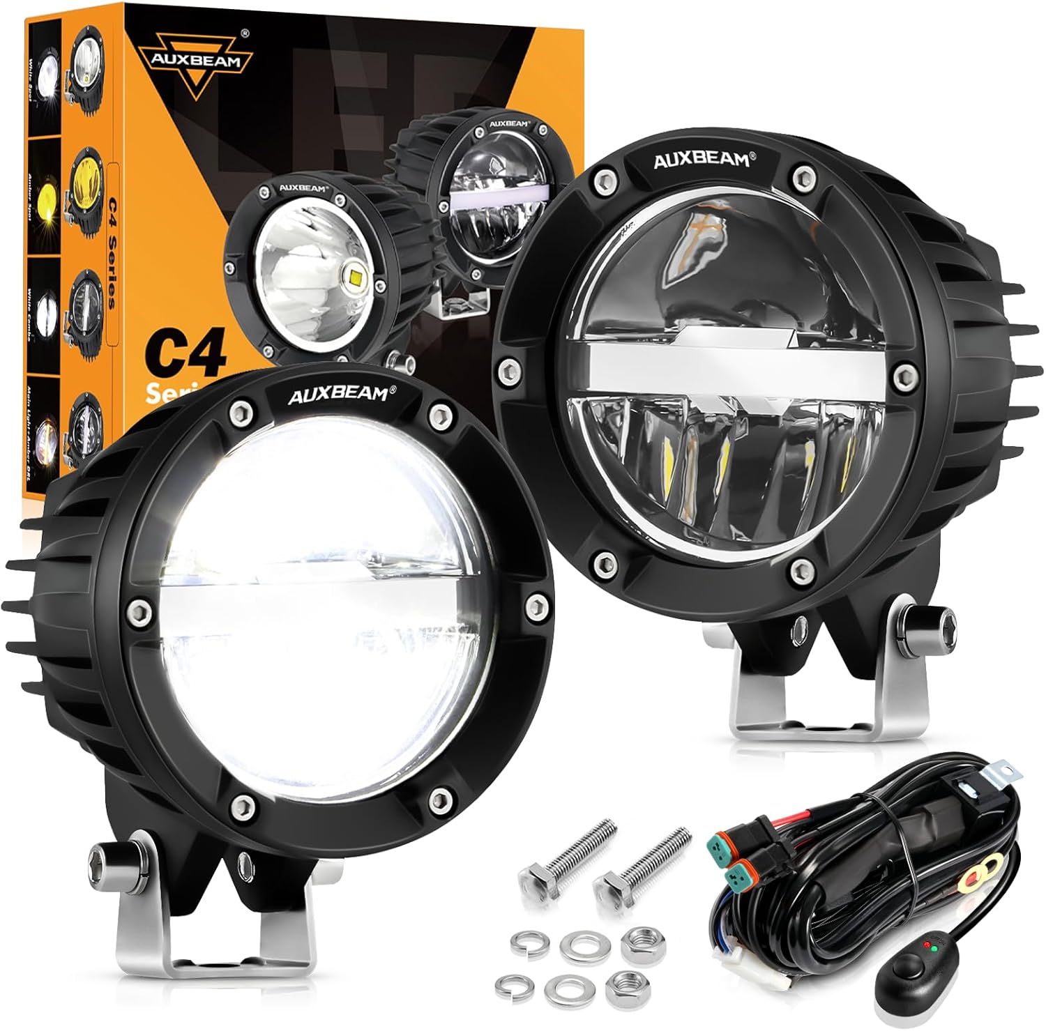 Auxbeam 4 Inch 100W Round Offroad Lights for Safe Driving