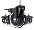 Office Chair Caster Wheels with Brakes 3 in - Quiet PU Replacement