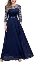 Miusol Women's Elegant Floral Lace 3/4 Sleeve Bridesmaid Maxi